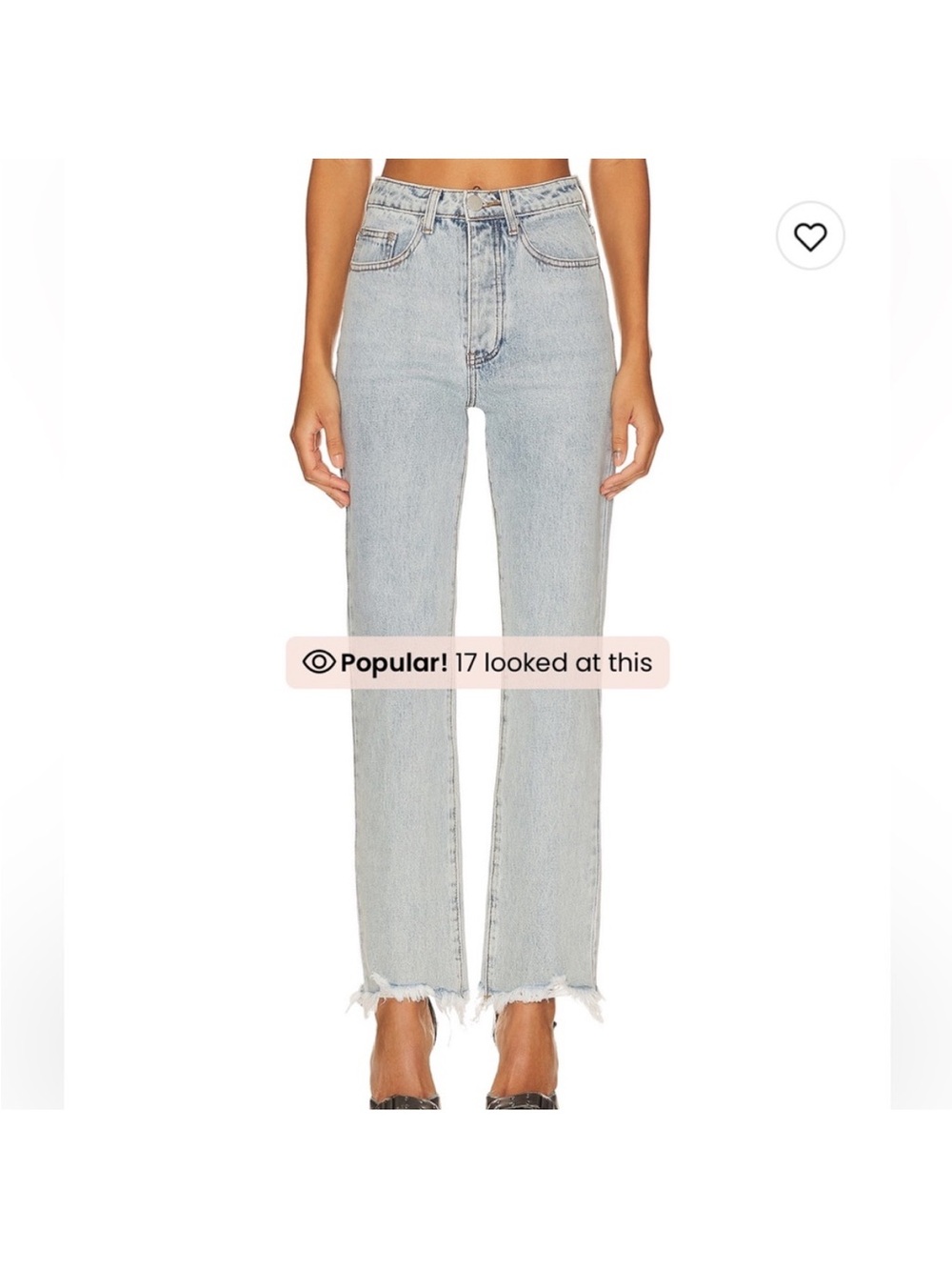 superdown Light Wash Straight Leg Jeans with Frayed Hem 28